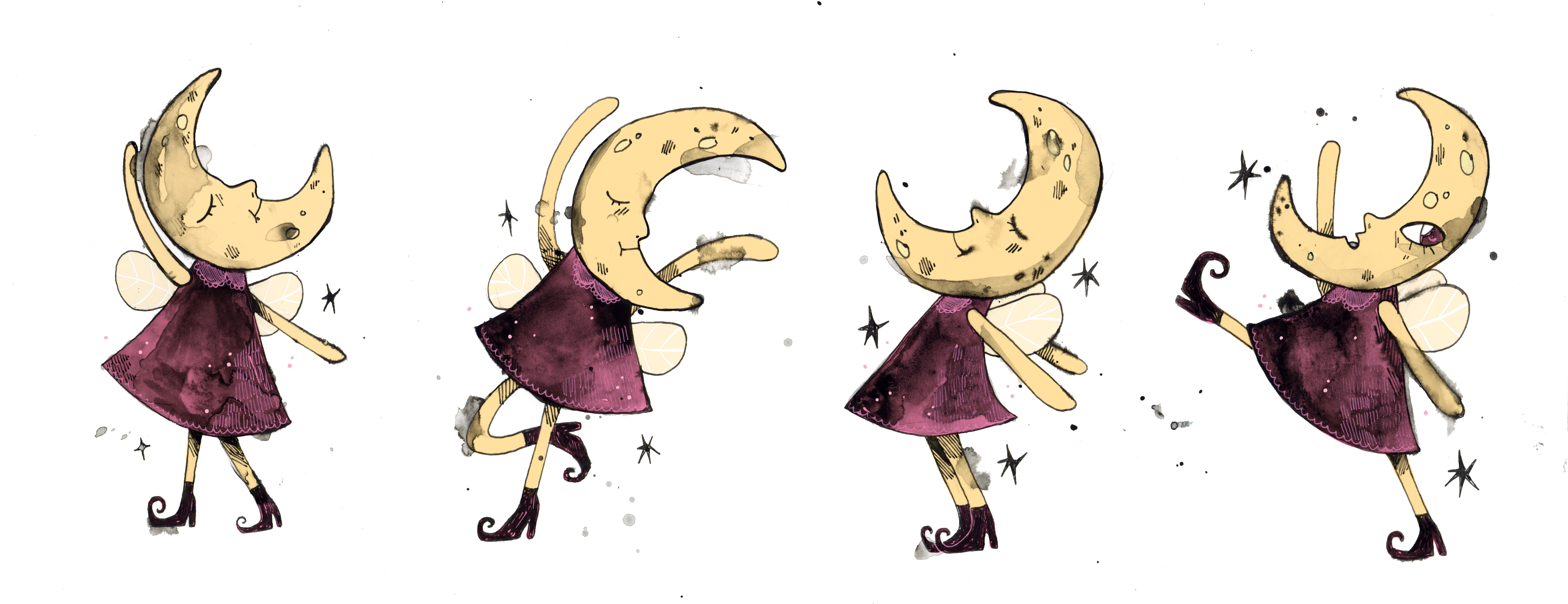 moon dance — children's book illustration by Maya Babeanu